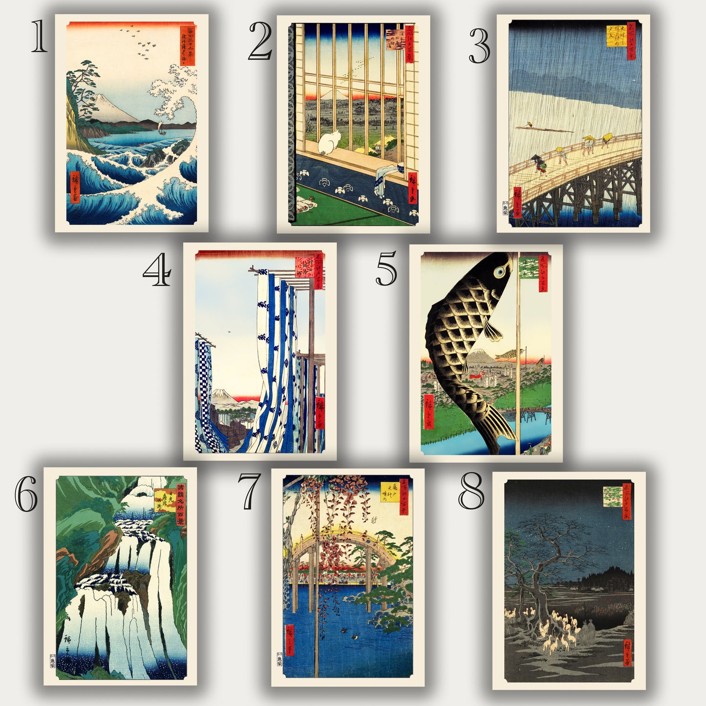Set of 3 from 8 prints (12×18 )- Utagawa Hiroshige