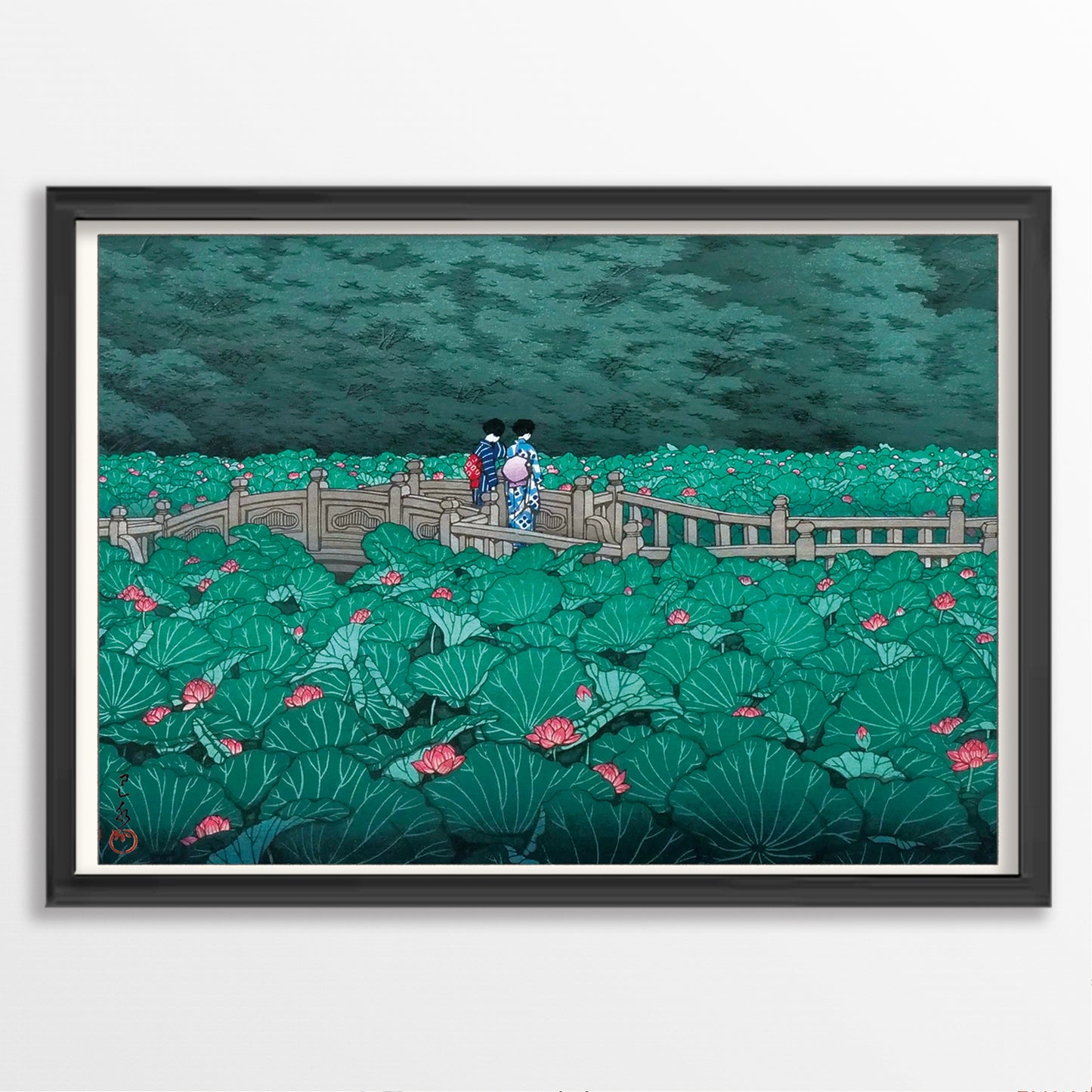 芝弁天池 1929 / 川瀬巴水 木版画複製 マット紙 A4 IKEAフレーム入り