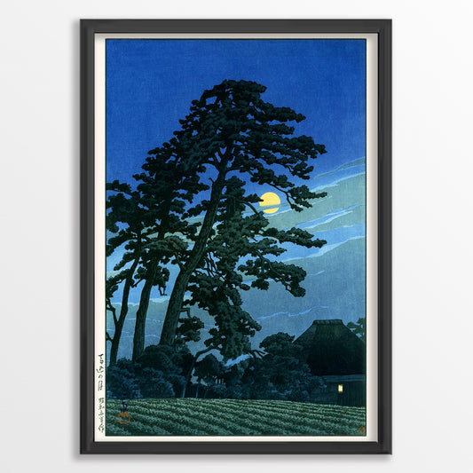 馬込の月 東京二十景 / 川瀬巴水 木版画複製 マット紙 A4 IKEAフレーム入り