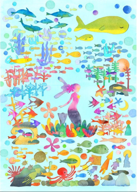 海のマーメイド Pink & Blue(2枚セット)/人魚姫と魚たちのコロニー