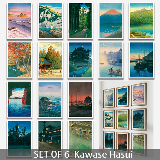 6枚セット 16作品より選択 川瀬巴水  12×18(11×17＋マージン）  木版画複製 　日本製