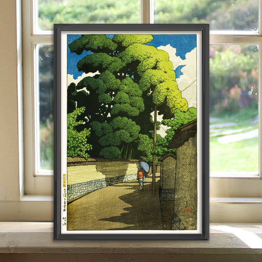 金澤下本多町 / 川瀬巴水  木版画複製 マット紙  A4   IKEAフレーム入り