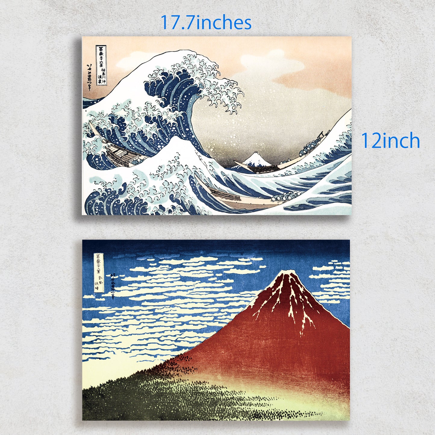 凱風快晴  額装 - マット付き額装（大衣サイズ） 葛飾北斎　木版画複製　日本製