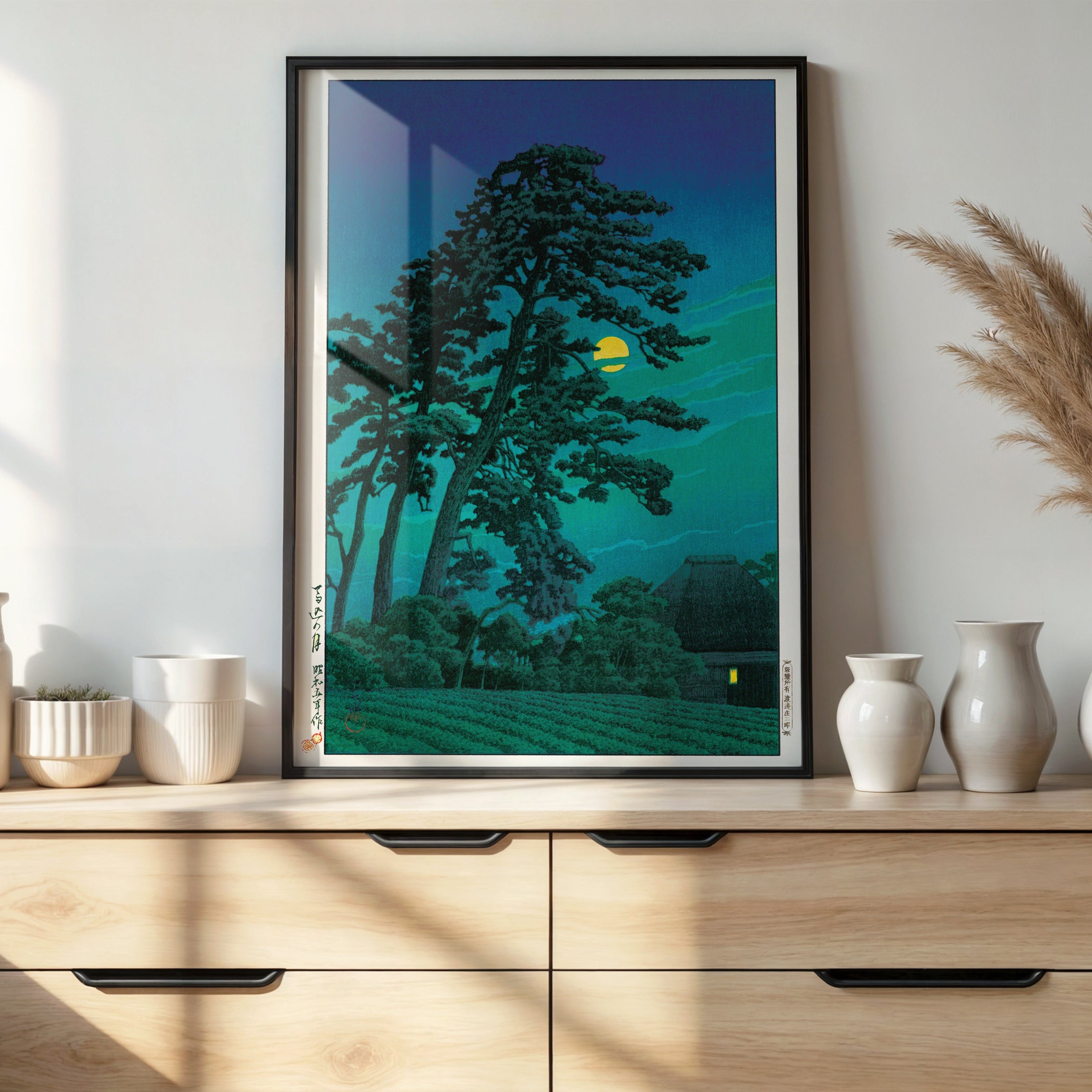 馬込の月 / 川瀬巴水 日本製 木版画複製 絵画 新版画 - ハイカラ美術館