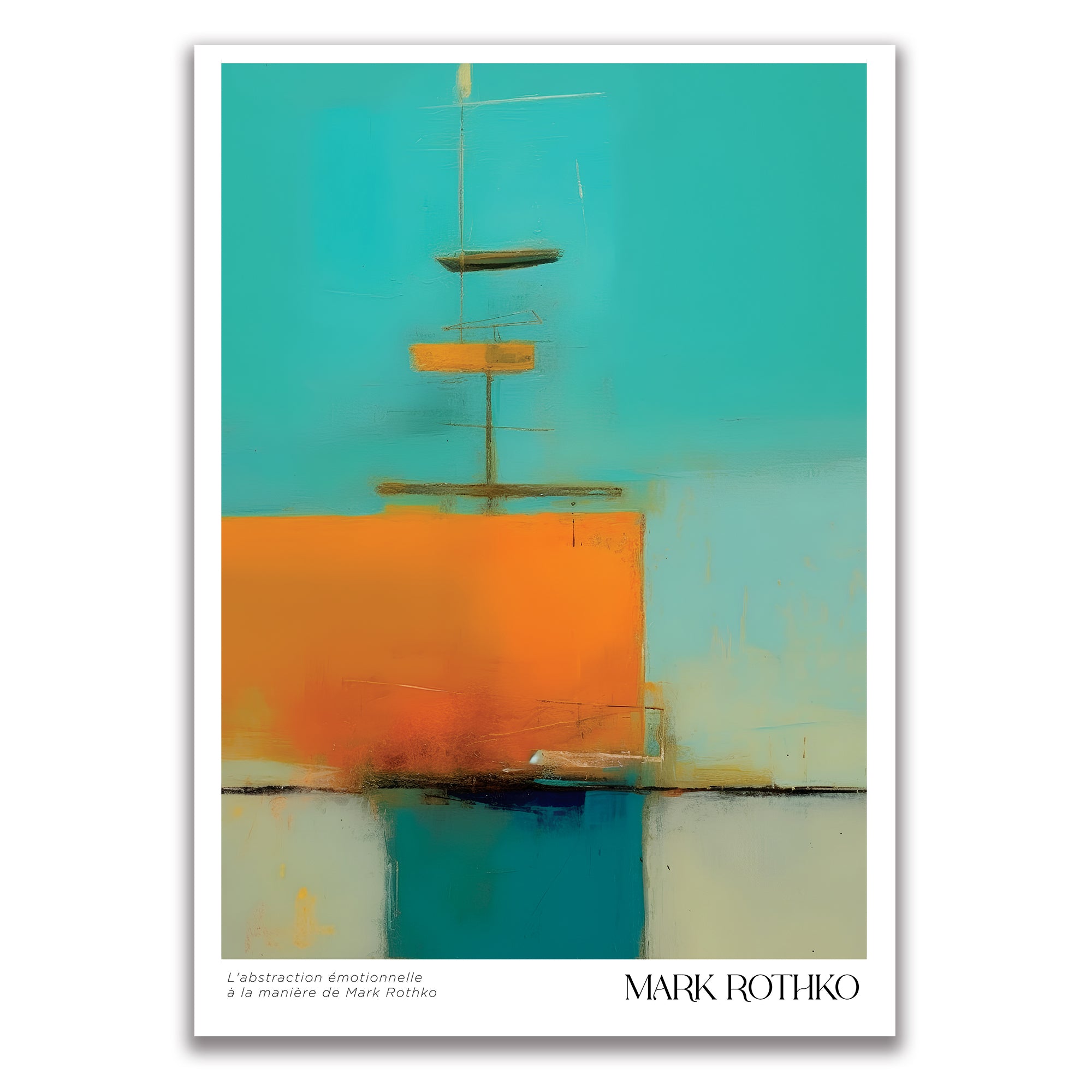 ターコイズブルーの絵画 色彩の静寂-Serenity in Color 日本製 絵画