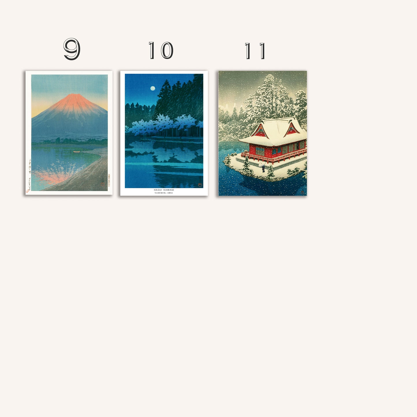 Set of 3  from 11 prints (A3 )- Kawase Hasui