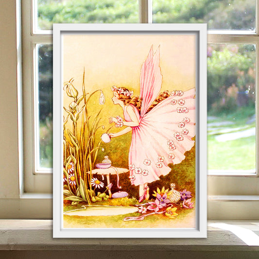 物語の妖精 ピンク/ 高品質紙　アンティーク・ヴィンテージ　マット紙  A4   IKEAフレーム入り