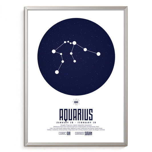 aquarius  水瓶座  十二星座  ZODIAC  A3（フレーム選択）  A4（ポスターのみ）