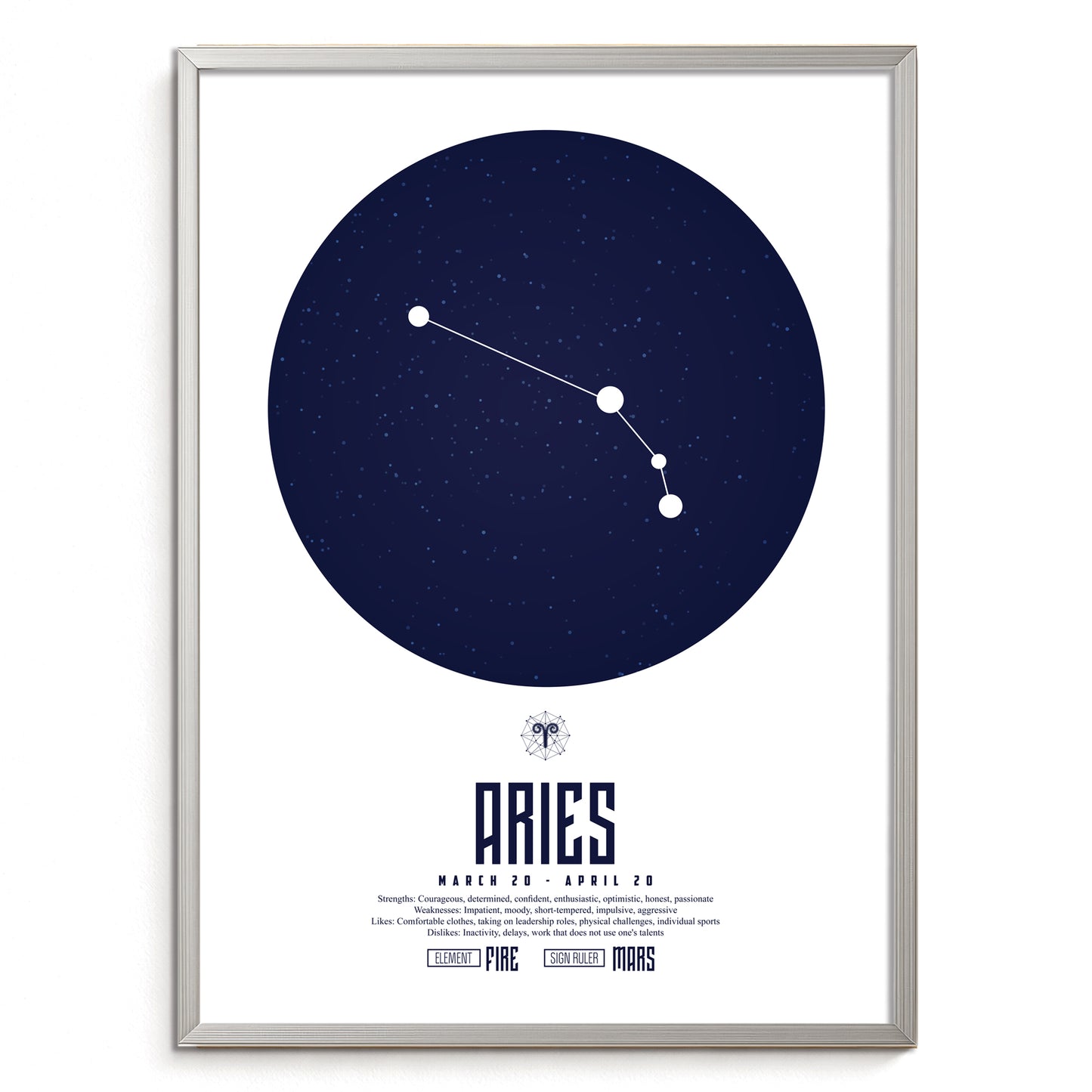 Aries おひつじ座  十二星座  ZODIAC  A3（フレーム選択）  A4（ポスターのみ）