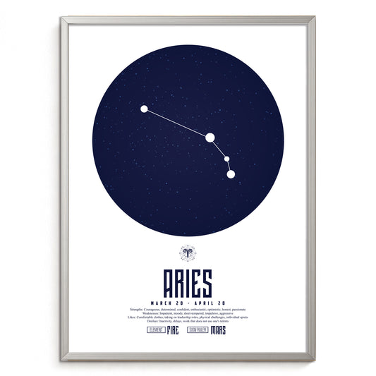 Aries おひつじ座  十二星座  ZODIAC  A3（フレーム選択）  A4（ポスターのみ）