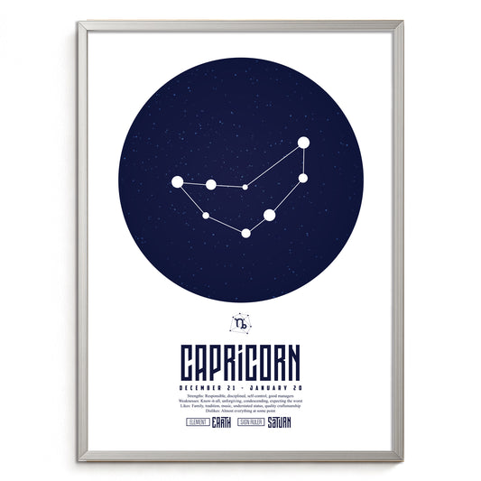 capricorn やぎ座  十二星座  ZODIAC  A3（フレーム選択）  A4（ポスターのみ）