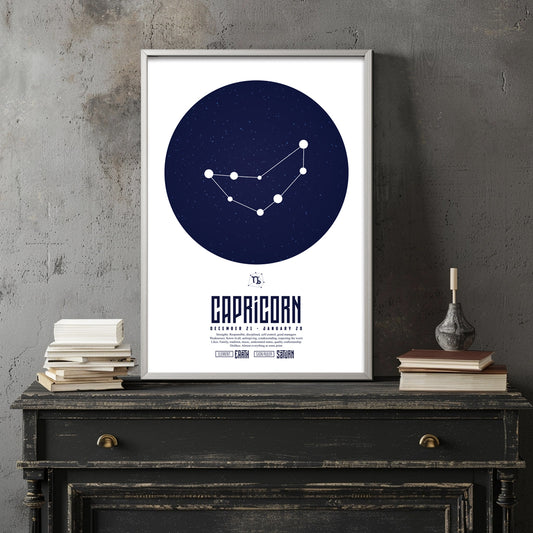 capricorn やぎ座  十二星座  ZODIAC  A3（フレーム選択）  A4（ポスターのみ）