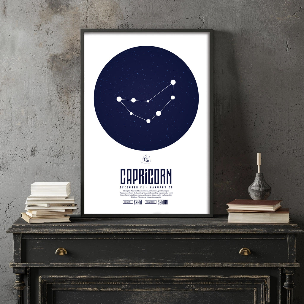 capricorn やぎ座  十二星座  ZODIAC  A3（フレーム選択）  A4（ポスターのみ）