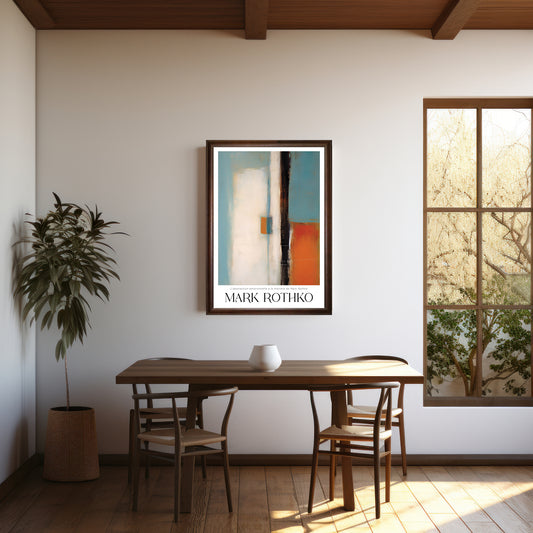 色彩の静寂ー Blue 青の絵画 額装 (木製額) マーク・ロスコ - スタイル 〈Serenity in Color〉日本製 アートフレーム　A3