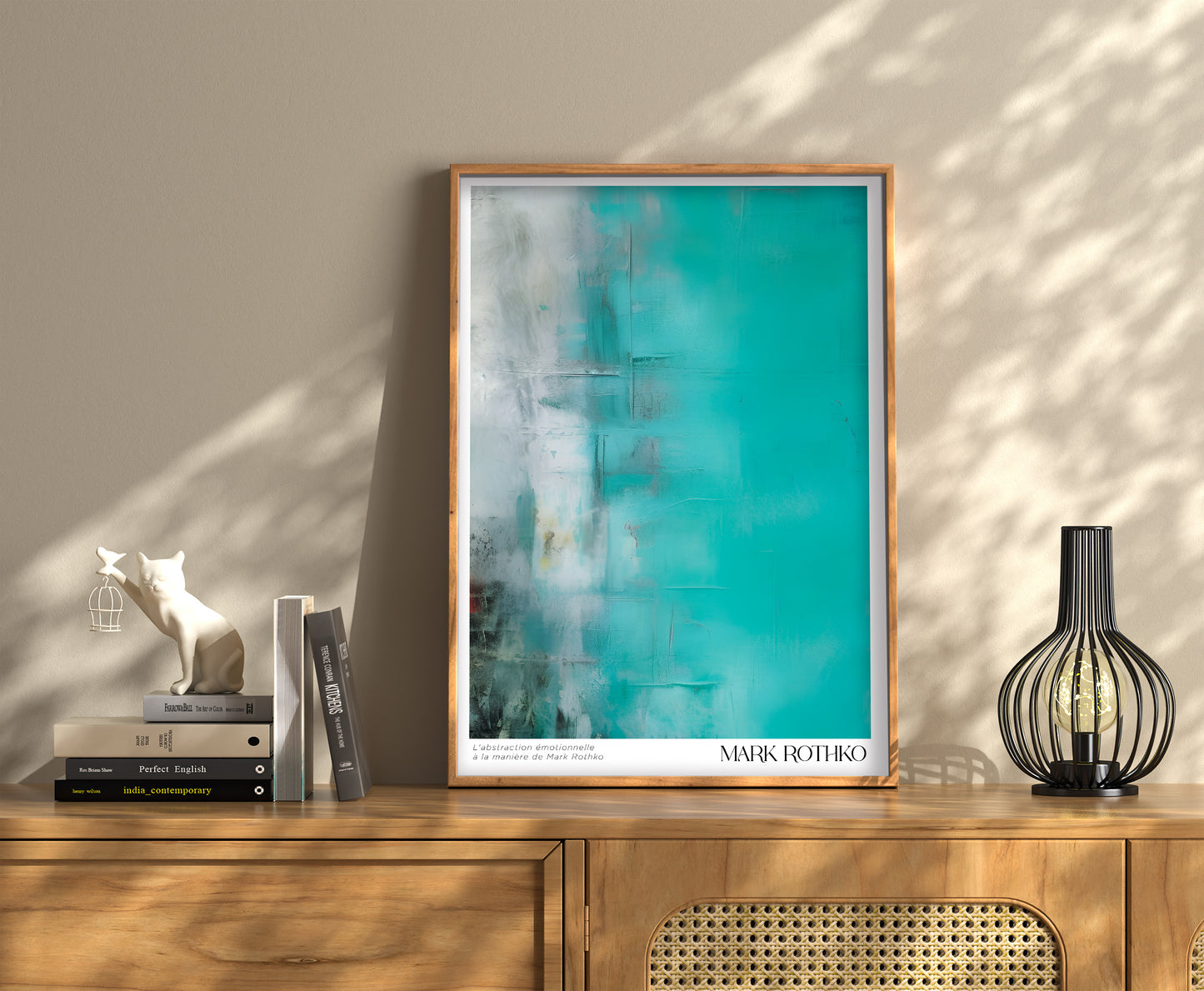 ターコイズ  フリュイド(流体)の絵画 A3ポスター マーク・ロスコ - スタイル 〈Serenity in Color〉日本製