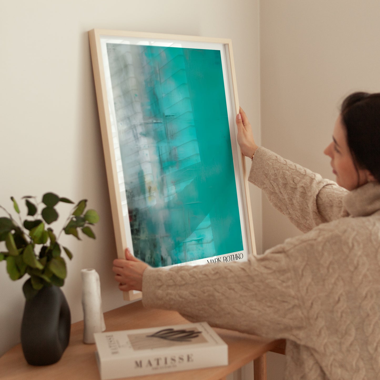 ターコイズ  フリュイド(流体)の絵画 A3ポスター マーク・ロスコ - スタイル 〈Serenity in Color〉日本製