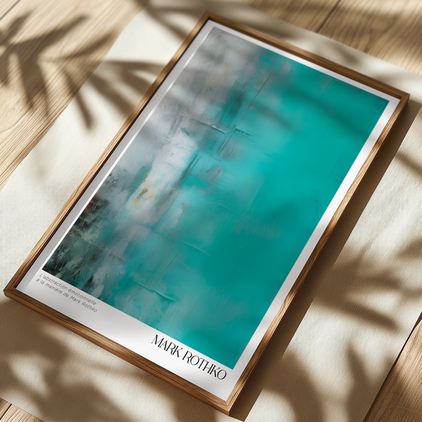 ターコイズ  フリュイド(流体)の絵画 A3ポスター マーク・ロスコ - スタイル 〈Serenity in Color〉日本製