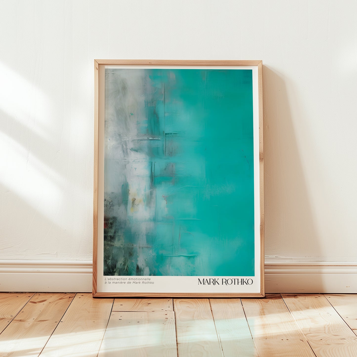 ターコイズ  フリュイド(流体)の絵画 A3ポスター マーク・ロスコ - スタイル 〈Serenity in Color〉日本製