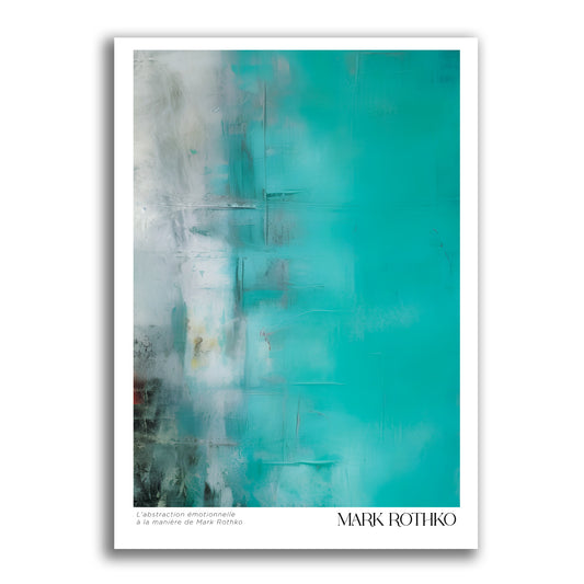 ターコイズ  フリュイド(流体)の絵画 A3ポスター マーク・ロスコ - スタイル 〈Serenity in Color〉日本製