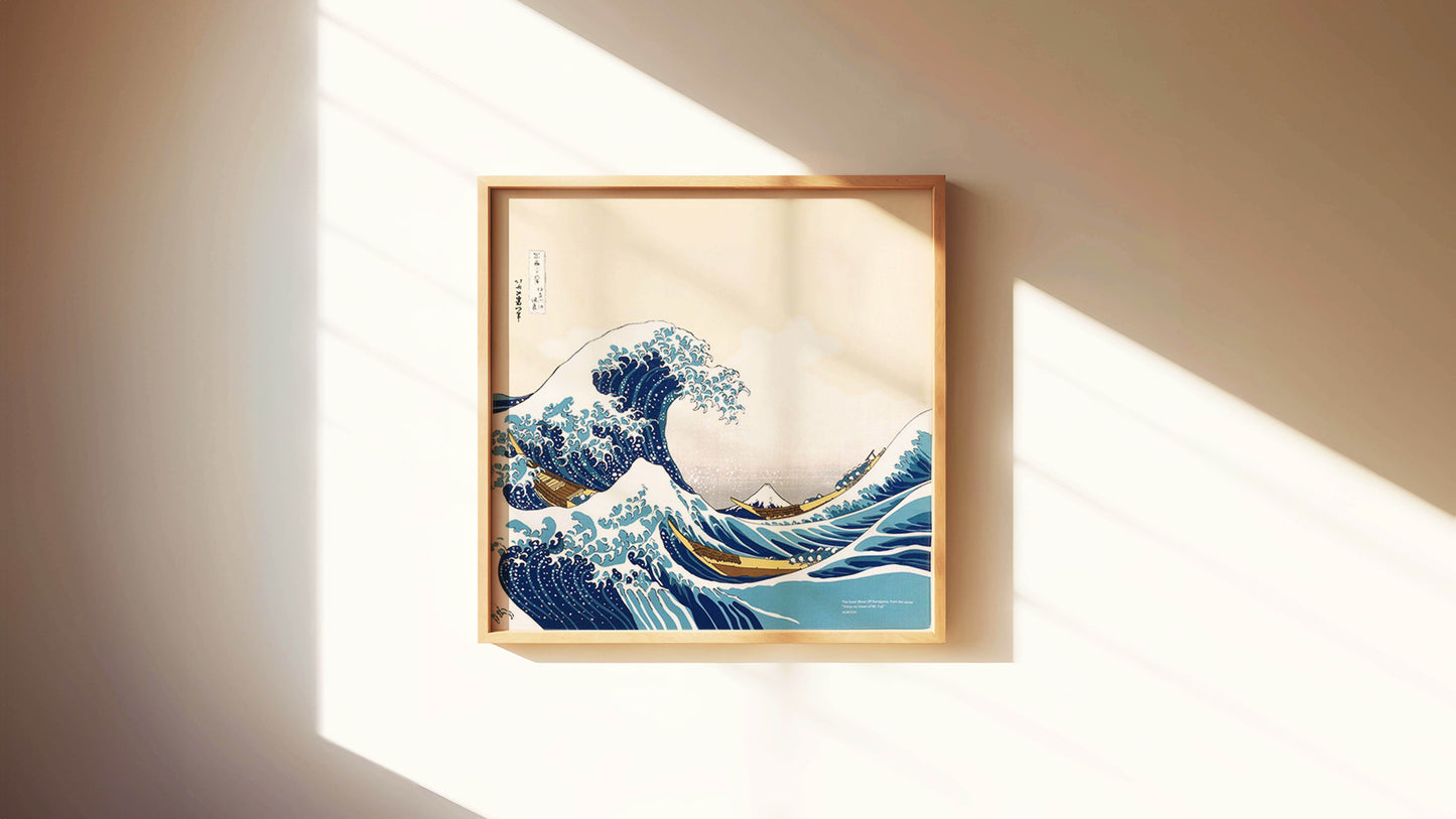 The Great wave Furoshiki  70x 70 cm (27″ x 27″) 100%organic cotton - Hokusai Ukiyoe, Made in Japan