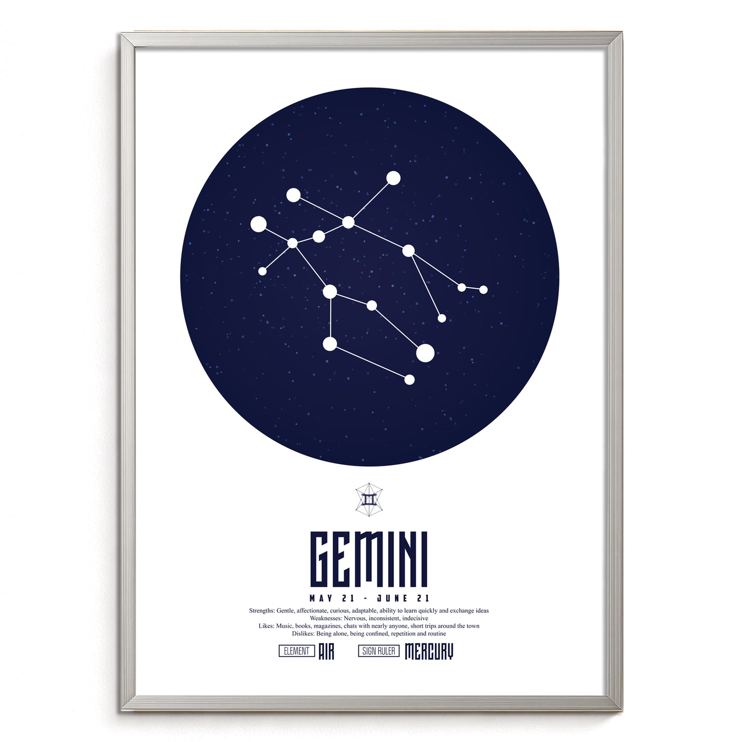 gemini ふたご座  十二星座  ZODIAC  A3（フレーム選択）  A4（ポスターのみ）