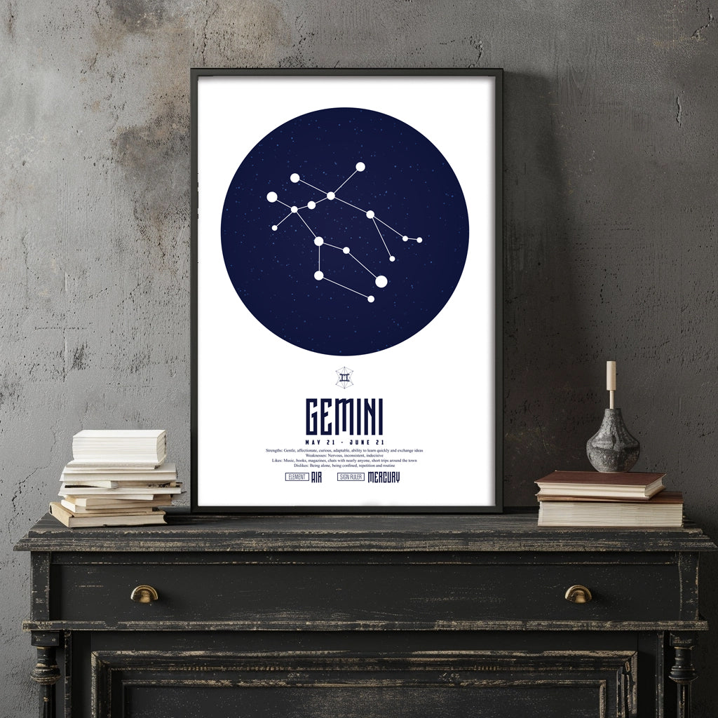 gemini ふたご座  十二星座  ZODIAC  A3（フレーム選択）  A4（ポスターのみ）