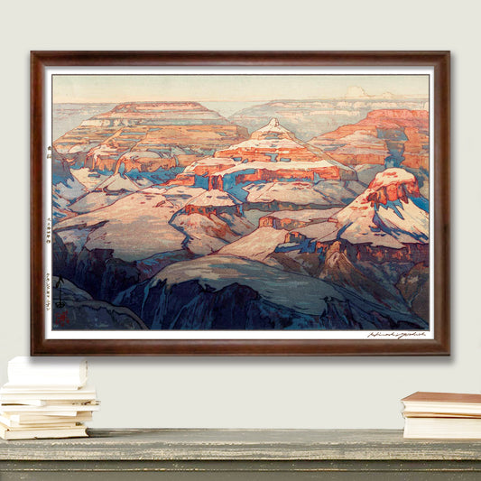 吉田博「グランドキャニオン」　木製額（額装）木版画複製 日本製   ギャラリー品質  A3
