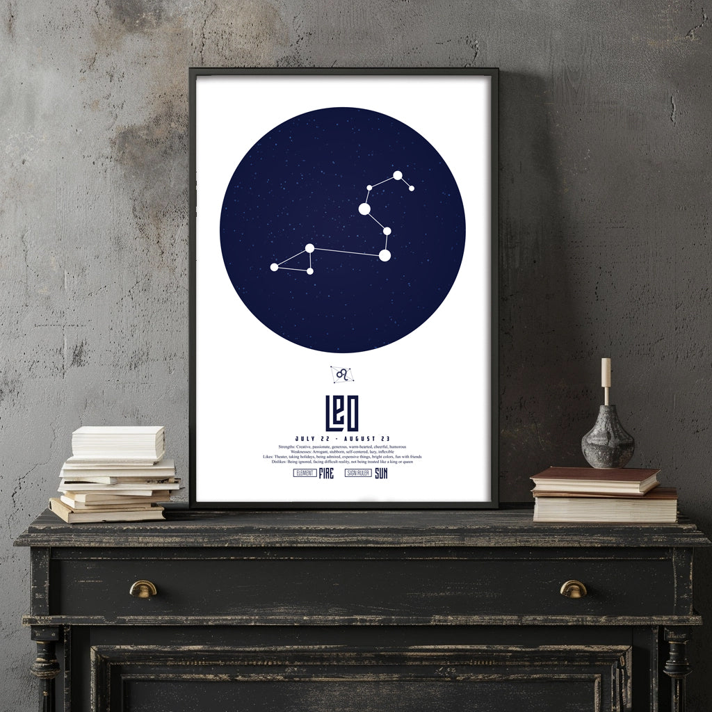 leoしし座  十二星座  ZODIAC  A3（フレーム選択）  A4（ポスターのみ）