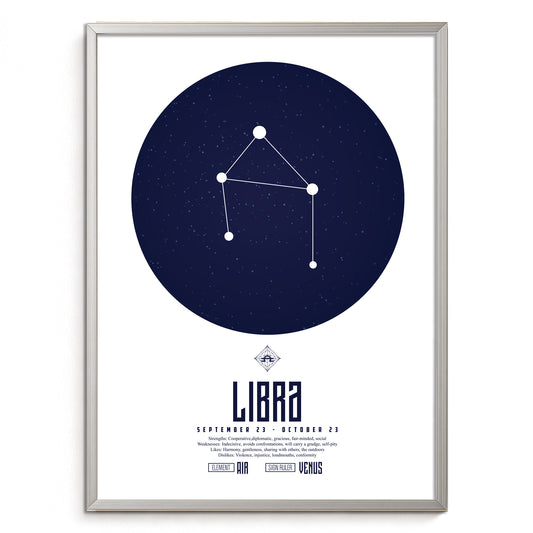 libra  てんびん座  十二星座  ZODIAC  A3（フレーム選択）  A4（ポスターのみ）