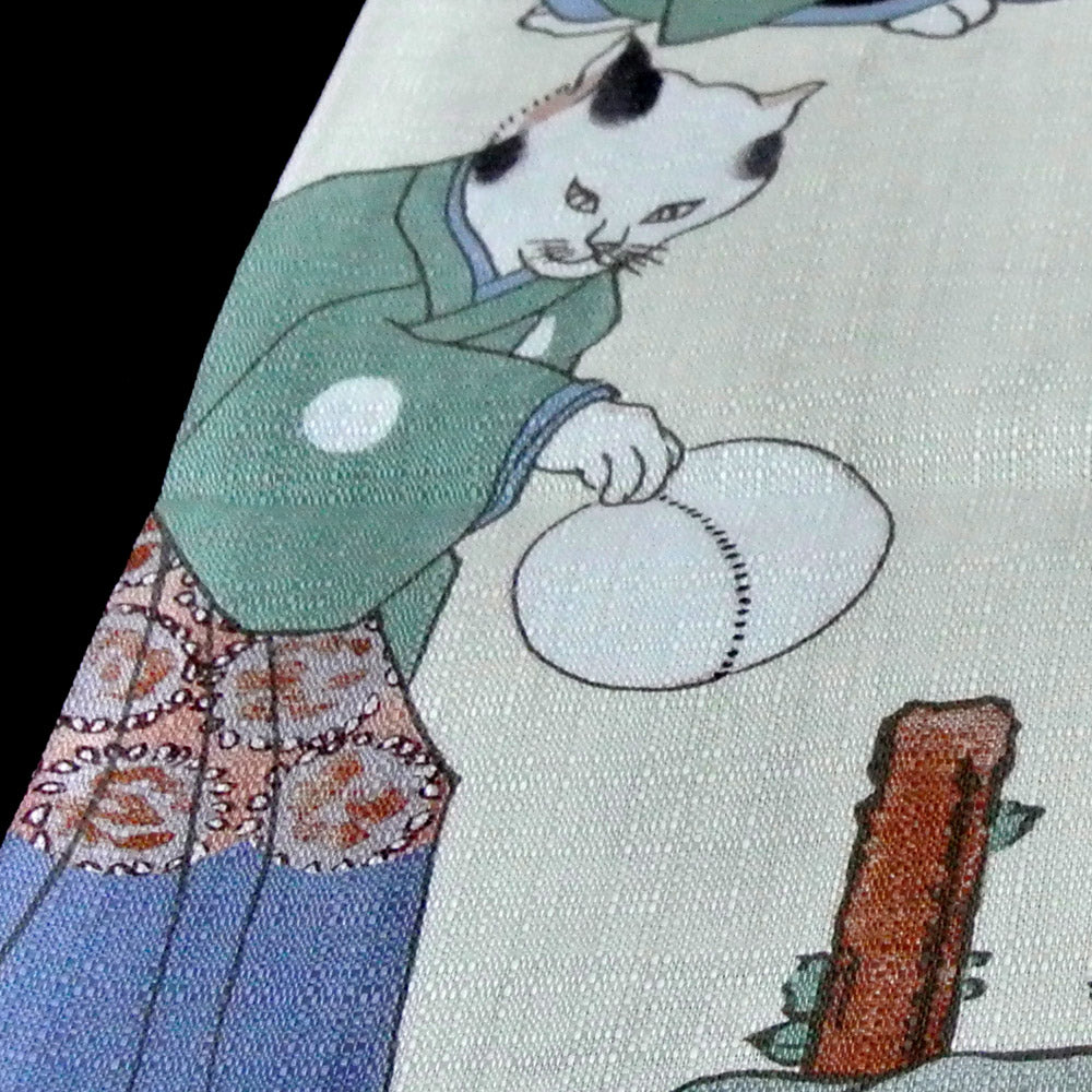 happy life cats  /Furoshiki  70x 70 cm (27″ x 27″) 100%organic cotton - Kuniyoshi Ukiyoe, Made in Japan