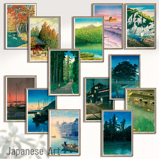 A-0050 Set of 3  from 13 prints, 12×18 inches - 11 ×17(picture) ＋margin, Kawase Hasui Made in Japan,Woodblock Print