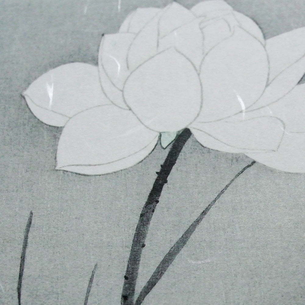 蓮の三作/小原古邨  木版画複製　しこくてんれい（和紙の風合い）花鳥風月　