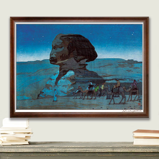 吉田博「スフィンクスの夜」　木製額（額装）木版画複製 日本製   ギャラリー品質  A3