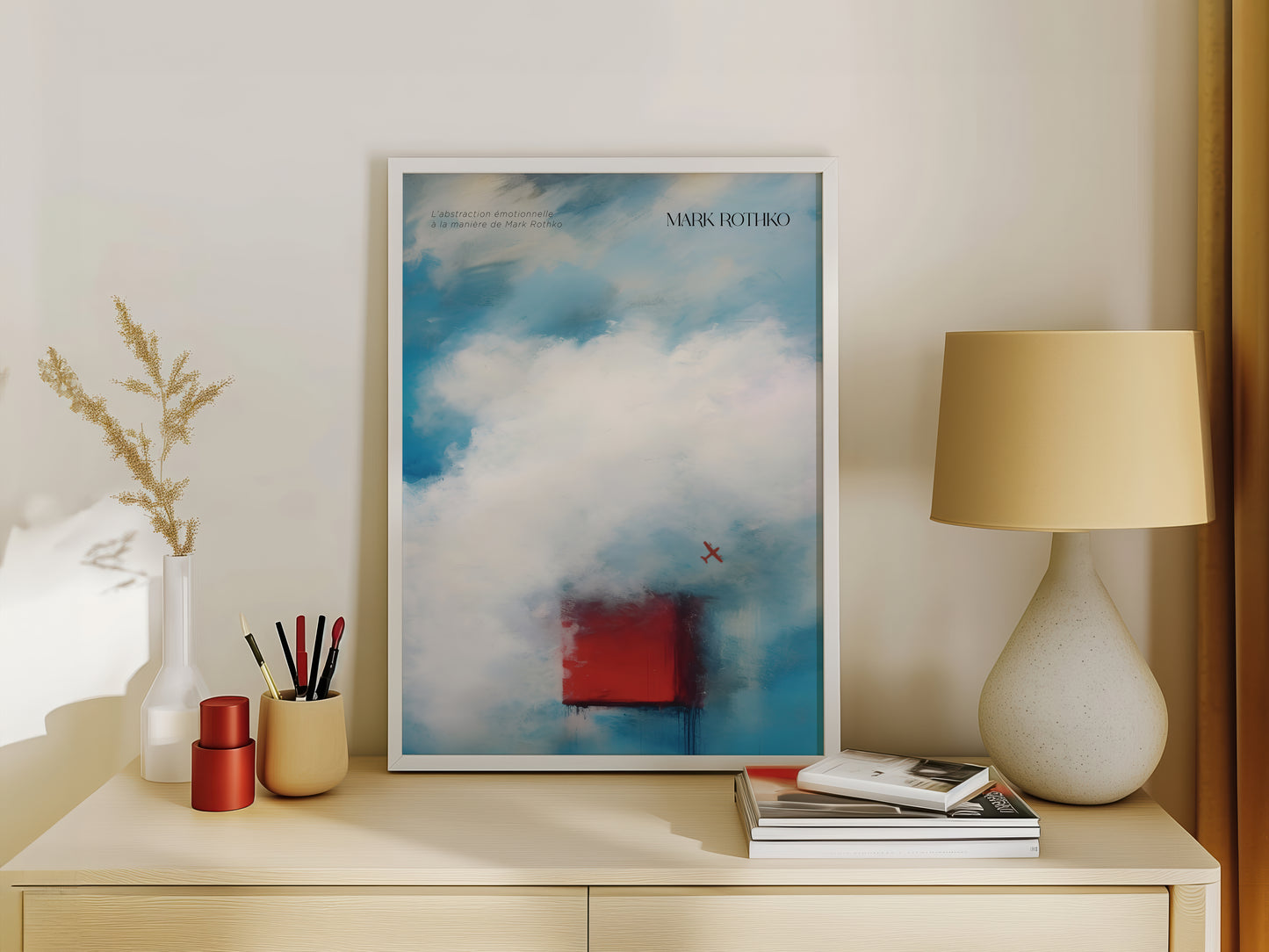 スカイブルー  空色の絵画 A3ポスター マーク・ロスコ - スタイル 〈Serenity in Color〉日本製