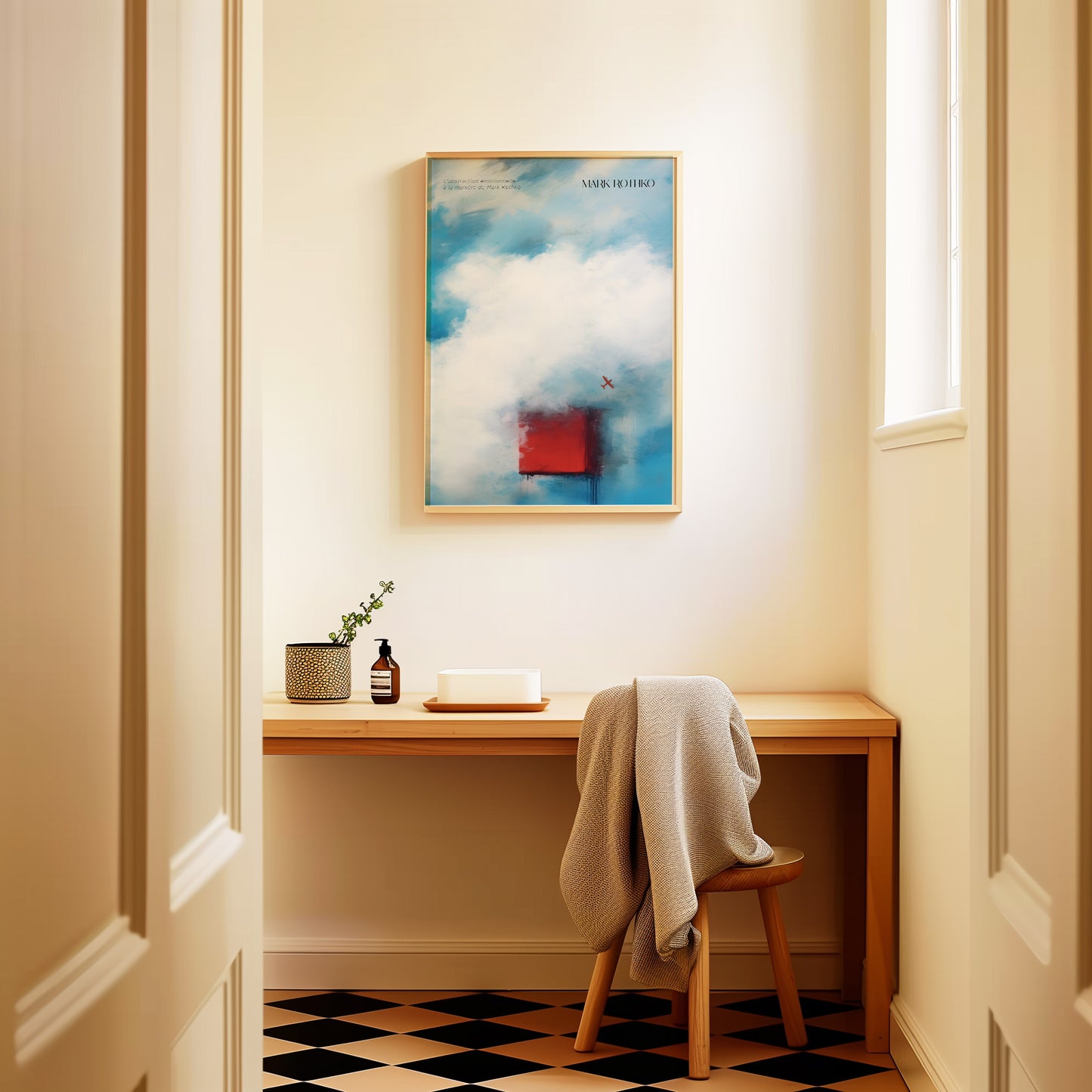 スカイブルー  空色の絵画 A3ポスター マーク・ロスコ - スタイル 〈Serenity in Color〉日本製