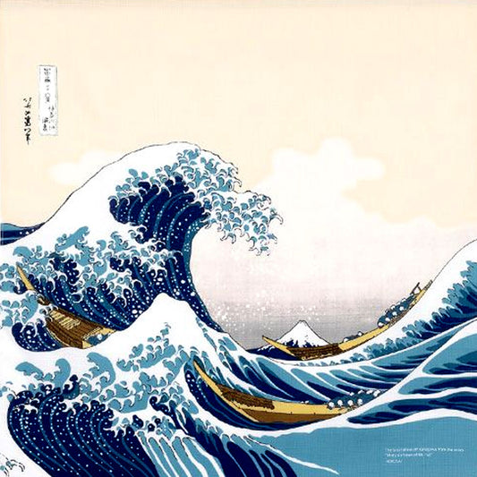 The Great wave Furoshiki  70x 70 cm (27″ x 27″) 100%organic cotton - Hokusai Ukiyoe, Made in Japan