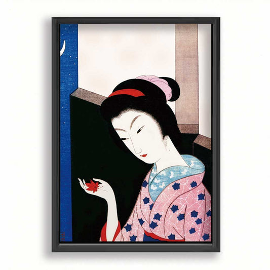 もみじ / 小村雪岱 日本画  木版画複製 マット紙  A4   IKEAフレーム入り