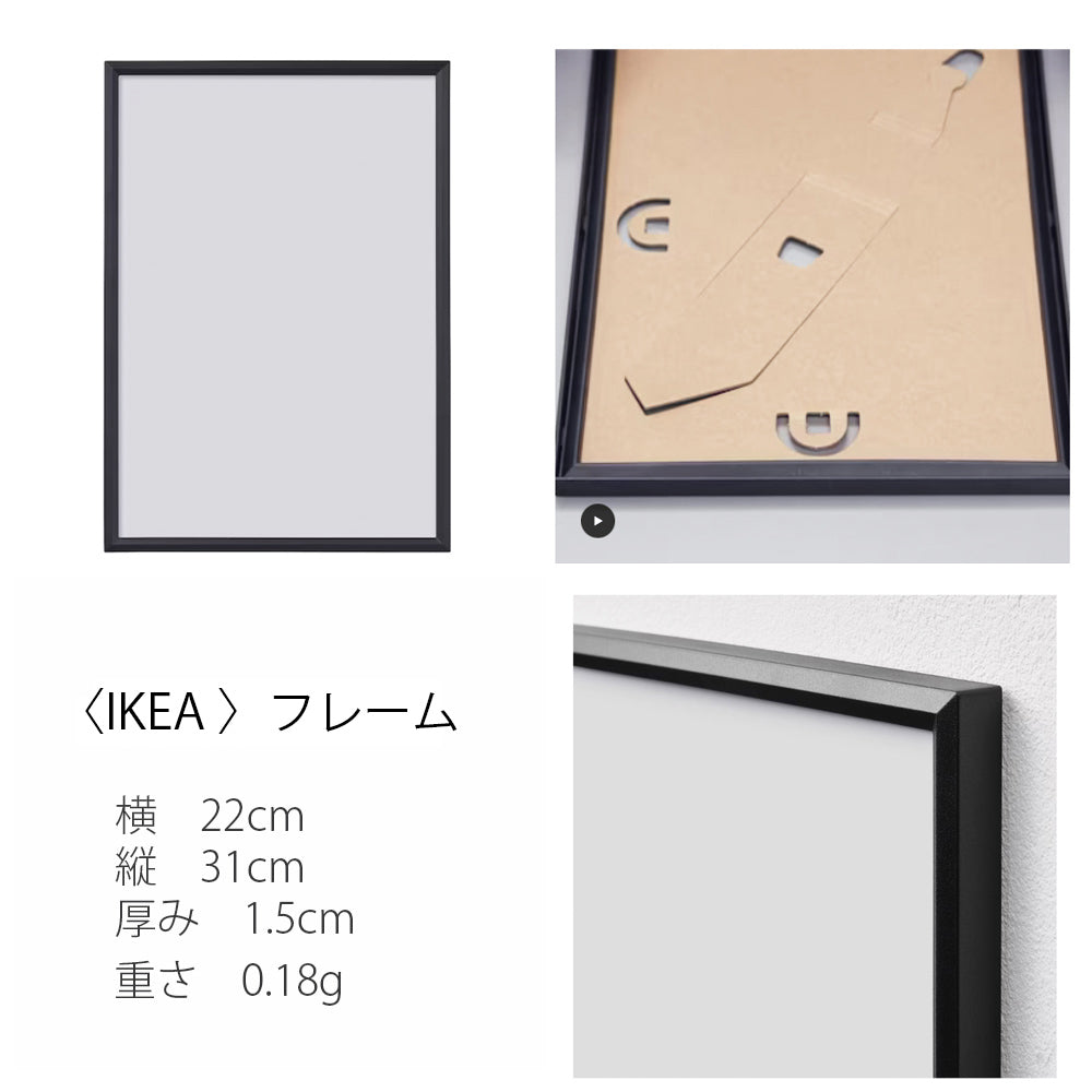 2枚セット /  雪の向島　大根河岸の朝 A4サイズ フレーム入(IKEA)